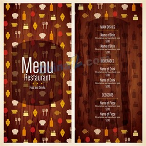 时尚木纹菜单模板矢量